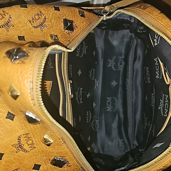 MCM Cognac Backpack with Silver Studs - Picture 5 of 9